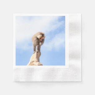 Serviette En Papier Babouin majestueux sur un sommet de montagne