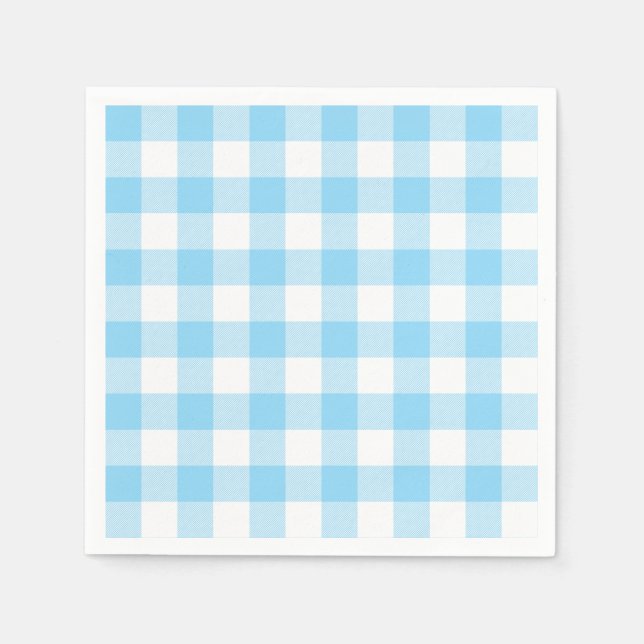 Serviette En Papier Baby Blue and White Buffalo Plaid Gingham (Devant)