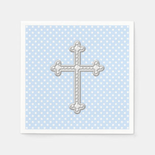 Serviette En Papier Baby Blue Cross Christening