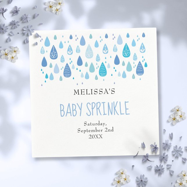 Serviette En Papier Baby Blue gouttes de pluie Baby Sprinkle Shower po (Baby Blue Raindrops Baby Boy Sprinkle Shower Napkins)
