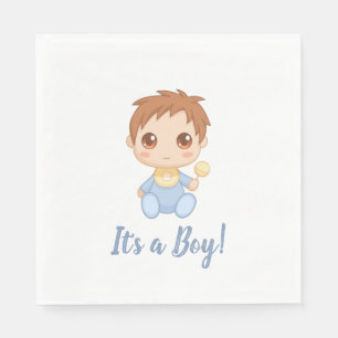 Serviette En Papier Baby Boy Blue Jumpsuit