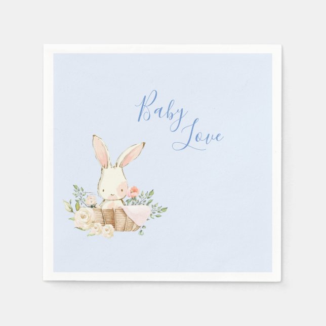Serviette En Papier Baby Boy Blue Script mignon Baby shower adorable (Devant)