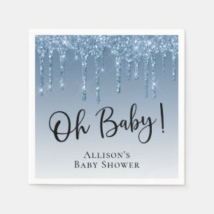 Serviette En Papier Baby Boy Douche Parties scintillant Bleu Personnal