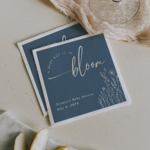 Serviette En Papier Baby Boy in Bloom - Dusty Blue Baby shower Napkin