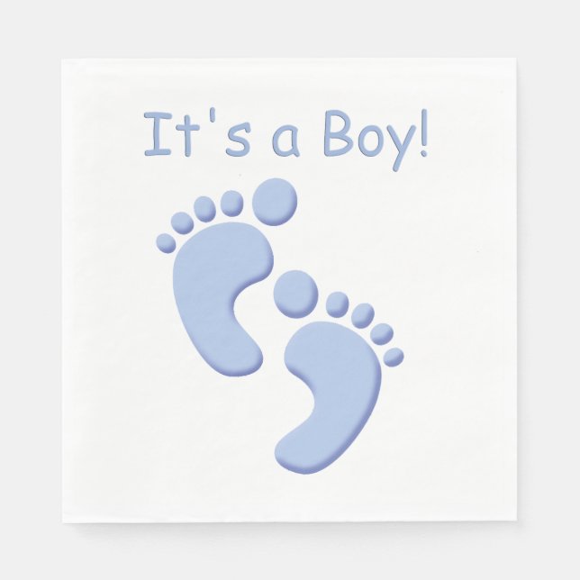 Serviette En Papier Baby Boy Little Feet Baby shower Napkin (Devant)
