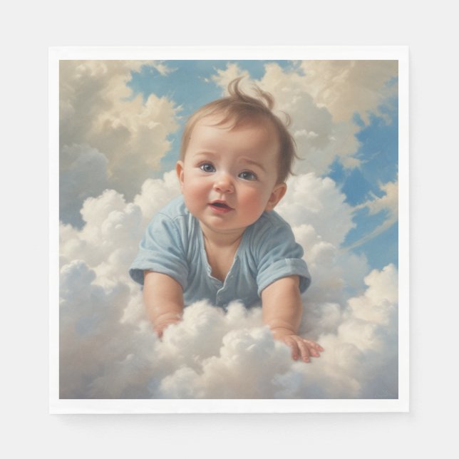 Serviette En Papier Baby Boy on Cloud (Devant)