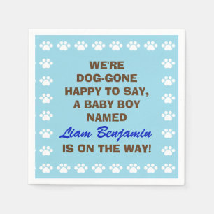 Serviette En Papier Baby Boy personnalisé - Chien Baby shower à thème