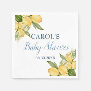 Serviette En Papier Baby Boy Positano Lemons Baby shower Motif bleu
