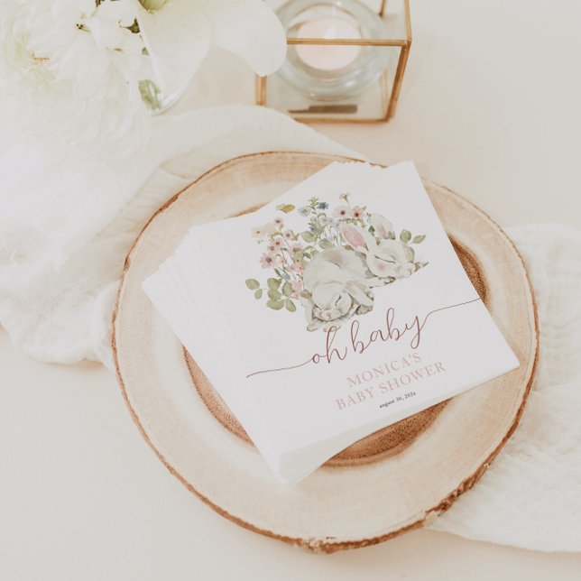 Serviette En Papier Baby Bunny C'est une fille Fleur sauvage (Baby Bunny Napkins)