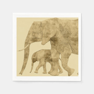 Serviette En Papier Baby Elephant avec c'est Mère