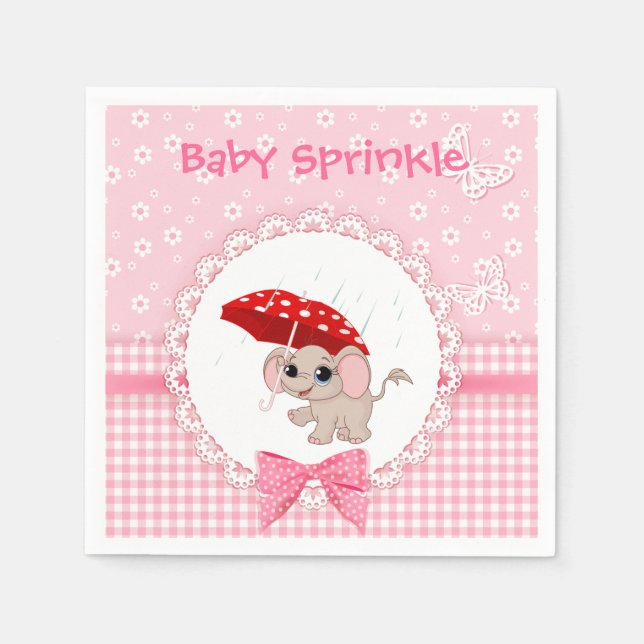 Serviette En Papier Baby Elephant rose Baby Sprinkle Party Napkin (Devant)
