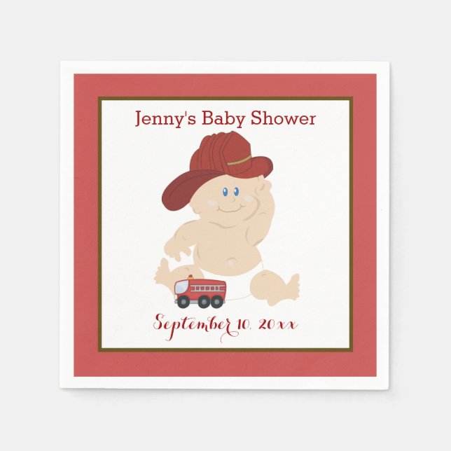 Serviette En Papier Baby Firefighter Customisé serviettes (Devant)
