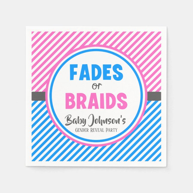 Serviette En Papier Baby Gender Reveal - Fades or Braids (Devant)