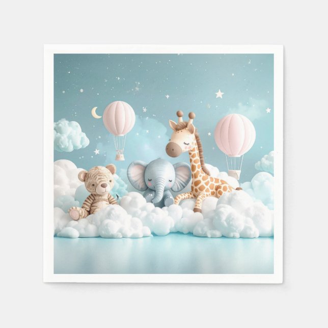Serviette En Papier Baby Giraffe avec tous ses amis (Devant)