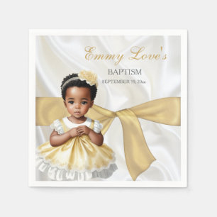 Serviette En Papier Baby Girl Baptism Christening Blanc & Or