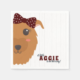 Serviette En Papier Baby Girl Chien Maroon Baby shower serviettes