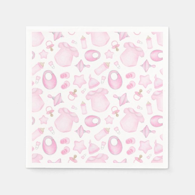 Serviette En Papier Baby Girl Douche rose (Devant)