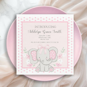 Serviette En Papier Baby Girl Elephant Pink Polka Dot Sip Voir Douche