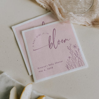 Serviette En Papier Baby Girl in Bloom - Dusty Baby shower rose Napkin