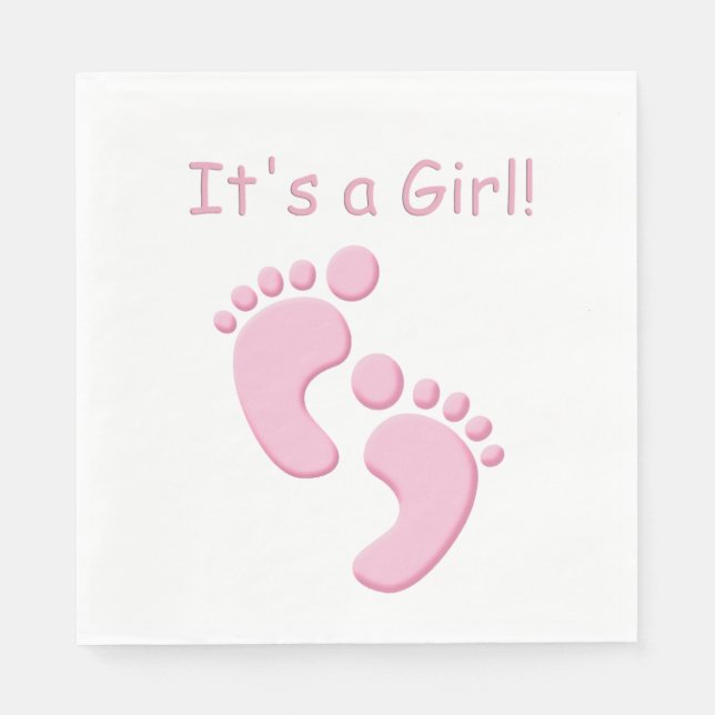 Serviette En Papier Baby Girl Little Feet Baby shower Napkin (Devant)