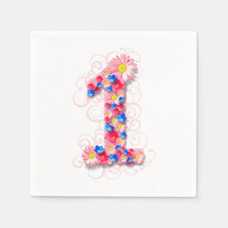 Serviette En Papier Baby Girls First 1st Birthday Pink Flower One
