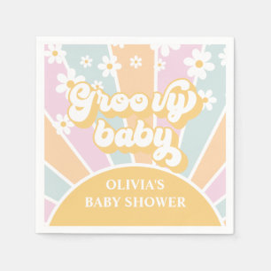 Serviette En Papier Baby Groovy pastel Retro Baby shower Sunshine