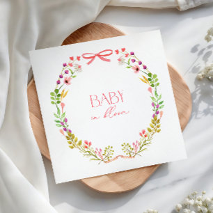Serviette En Papier Baby in Bloom Arc en Rose Fleurs Jardin Baby Showe