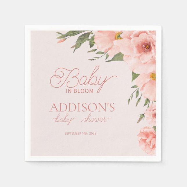 Serviette En Papier Baby In Bloom Baby shower Printemps été fleuri (Devant)
