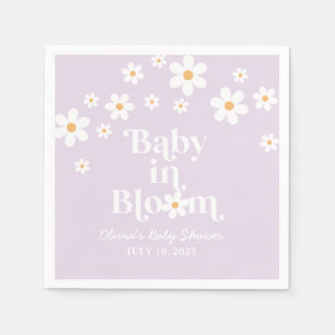 Serviette En Papier Baby in Bloom Daisy Baby shower lilas