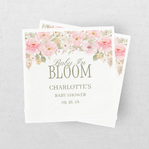Serviette En Papier Baby In Bloom Fête de Naissance Fleurs Roses
