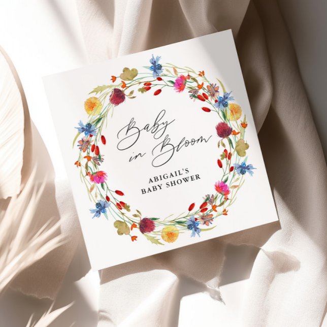 Serviette En Papier Baby in Bloom Fleur sauvage Baby shower personnali (Créateur téléchargé)