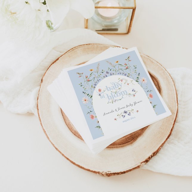 Serviette En Papier Baby in Bloom Fleur sauvage Blue Boy Baby shower (Créateur téléchargé)