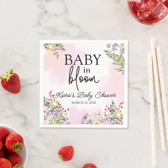 Serviette En Papier Baby in Bloom Fleur sauvage Cocktail Napkin (En situation)