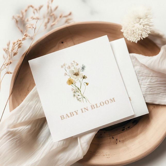Serviette En Papier Baby in Bloom Fleur sauvage Élégant bébé bohème Sh (Créateur téléchargé)