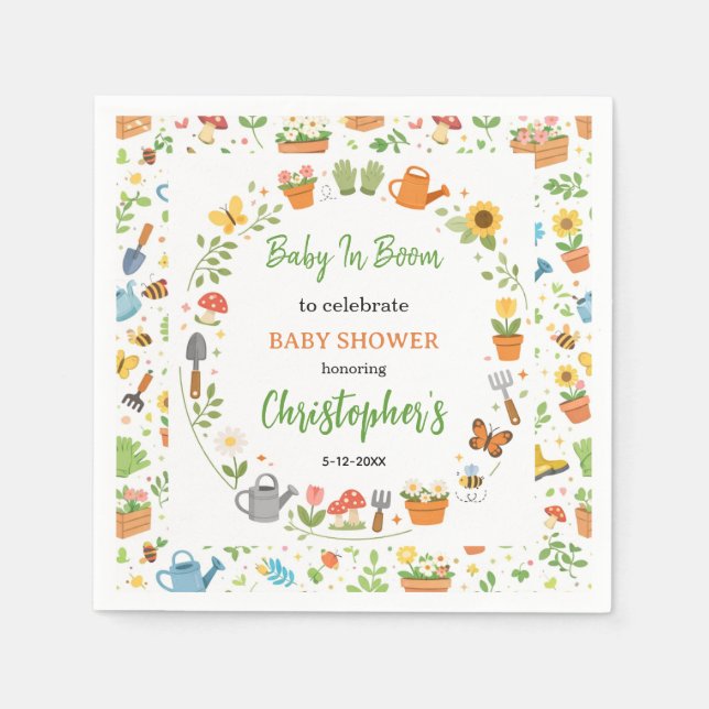 Serviette En Papier Baby in Bloom Garden Baby Shower | Cute Floral  (Devant)