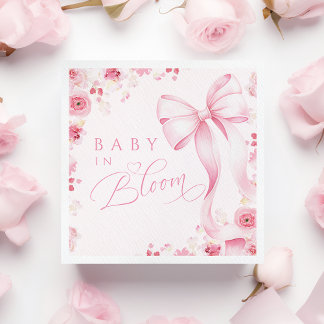 Serviette En Papier Baby in Bloom Pink  Bow Napkins 
