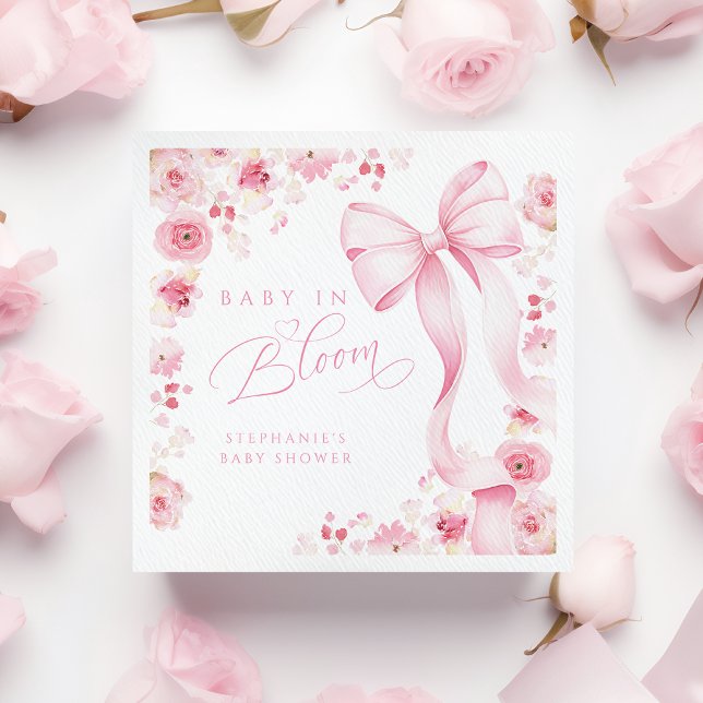 Serviette En Papier Baby in Bloom Pink Floral Napkins  (Créateur téléchargé)