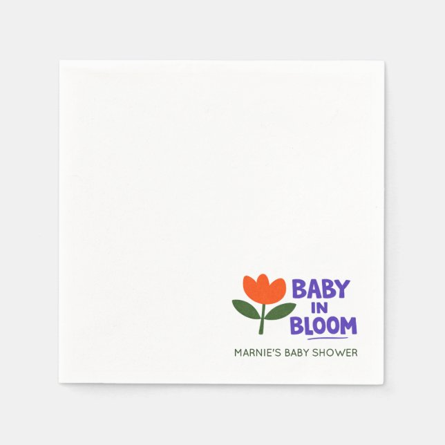 Serviette En Papier Baby in Bloom Tulip Trendy Modern Baby Shower Napk (Devant)