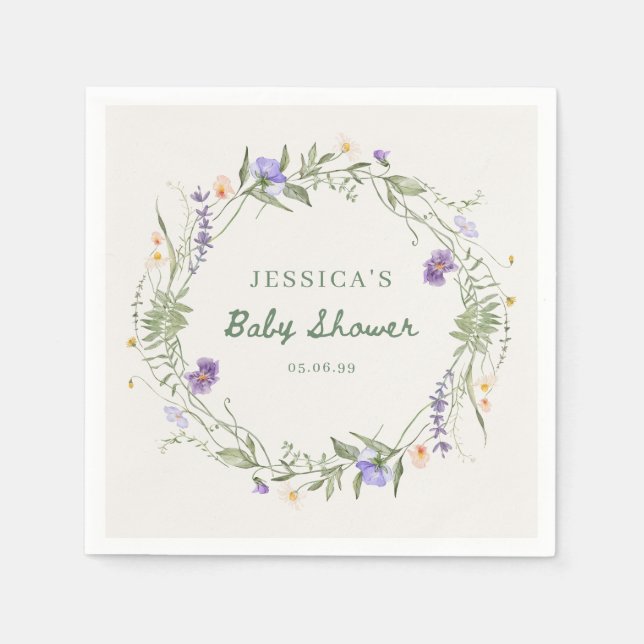 Serviette En Papier Baby in Bloom Wildflower Baby Shower Napkins (Devant)