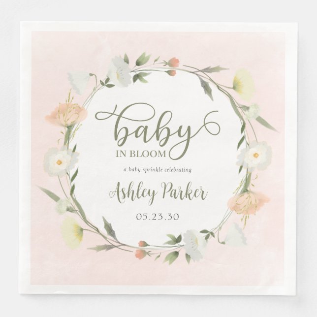 Serviette En Papier Baby In Bloom Wildflower Baby Sprinkle (Devant)