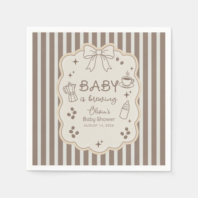 Serviette En Papier Baby is Brewing Espresso Coffee Baby Shower (Devant)