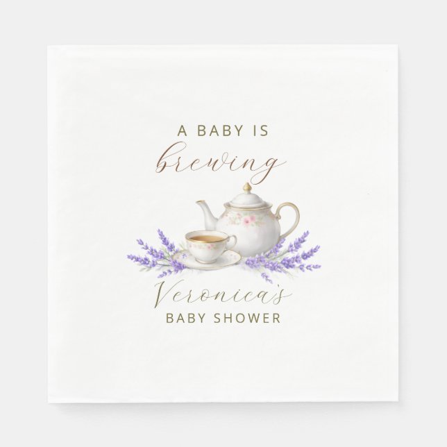 Serviette En Papier Baby is Brewing Tea Party Baby Shower (Devant)