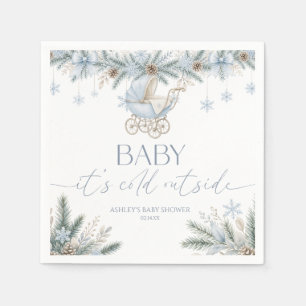Serviette En Papier Baby It's Cold Outside Blue Winter Baby Shower