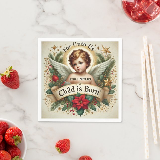 Serviette En Papier Baby Jesus Christmas Scripture Verse Découpage (En situation)
