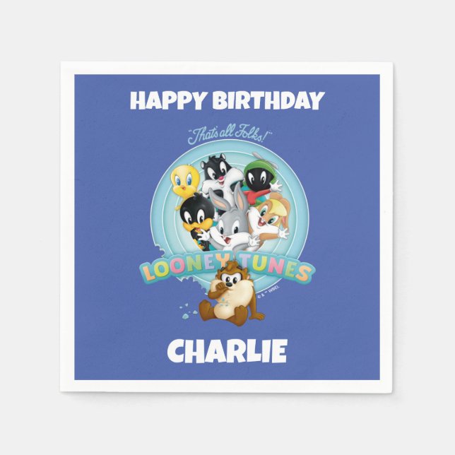 Serviette En Papier Baby LOONEY TUNES™ Logo | That's All Folks (Devant)