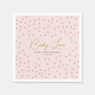 Serviette En Papier Baby Love Pink Hearts Girl Baby shower