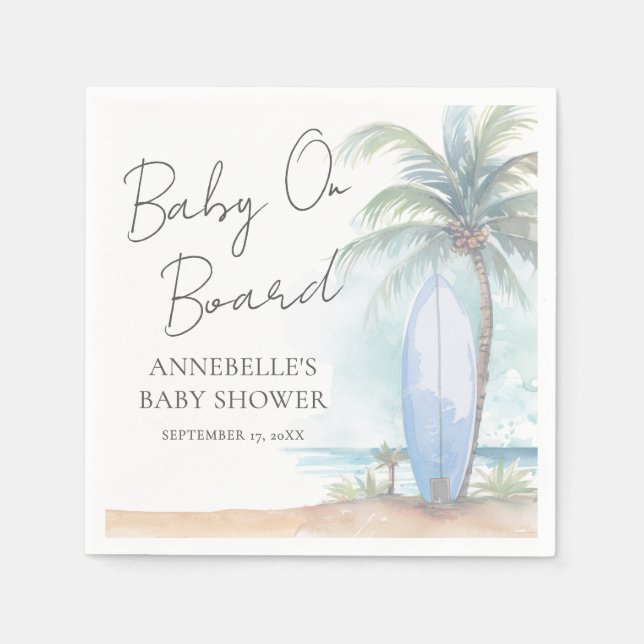 Serviette En Papier Baby On Board Beach Baby Shower (Devant)