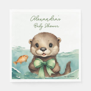 Serviette En Papier Baby Otter Baby shower neutre selon le sexe