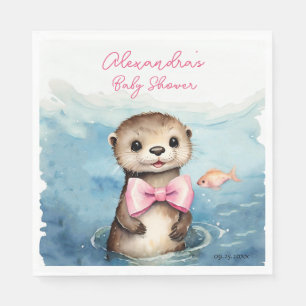 Serviette En Papier Baby Otter Girl Baby shower