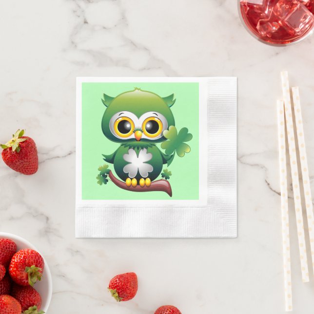 Serviette En Papier Baby Owl St Patrick Paddy Cartoon (En situation)